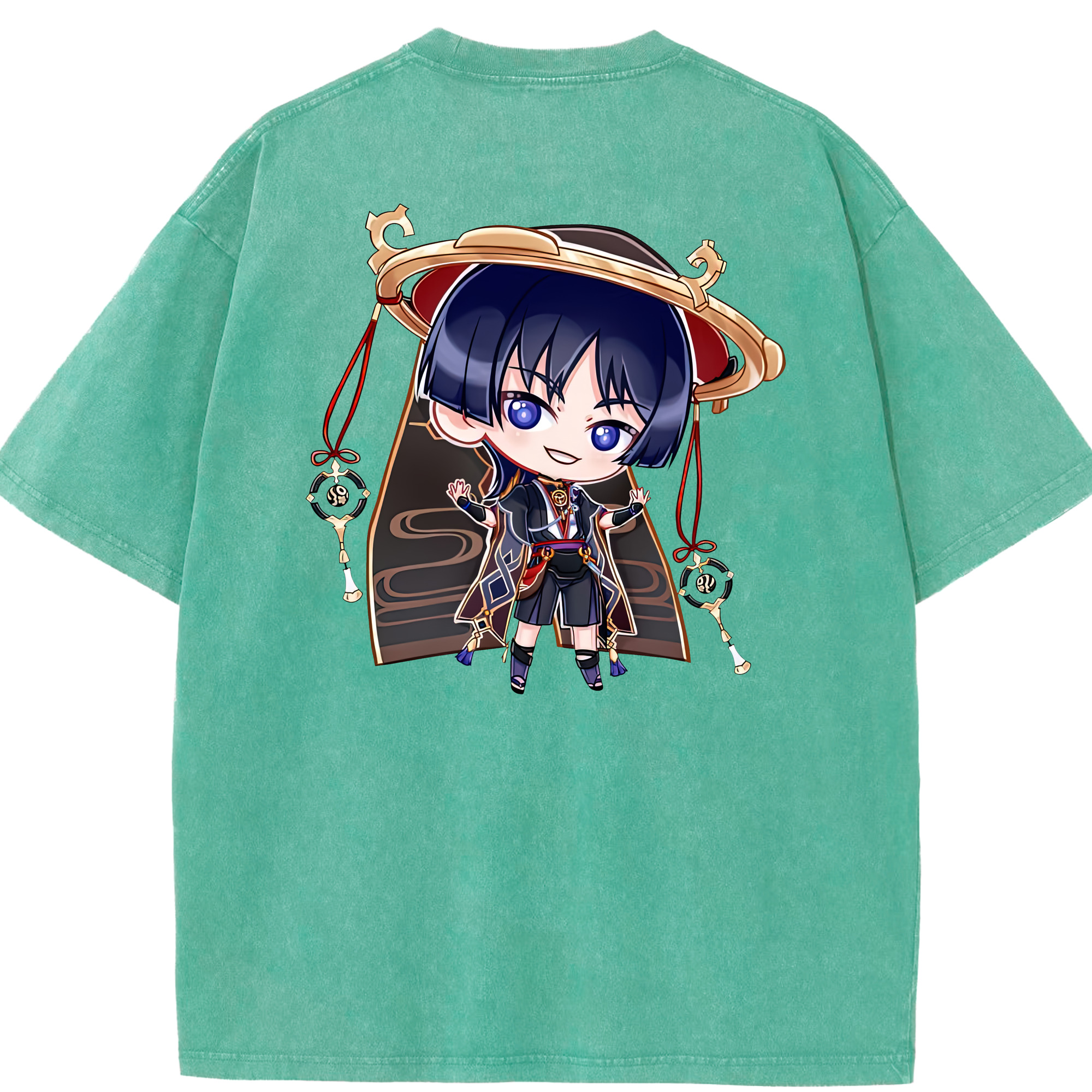 げんし神 さんペい genshin Sanpei 綿100% ヴィンテージ風 半袖Tシャツ（背面プリント）